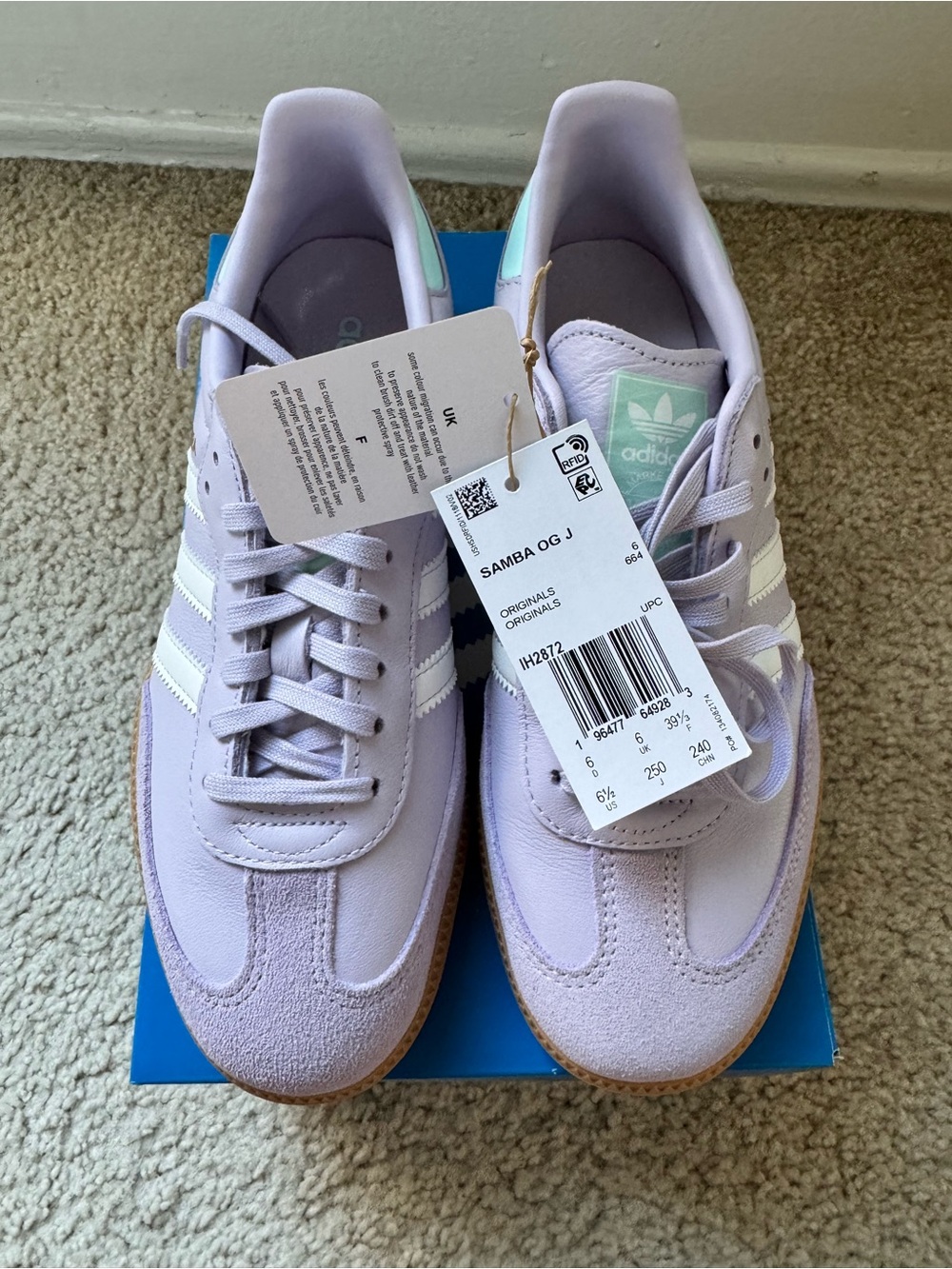 adidas Samba OG Kids Sneaker - Lavender with White Stripes
